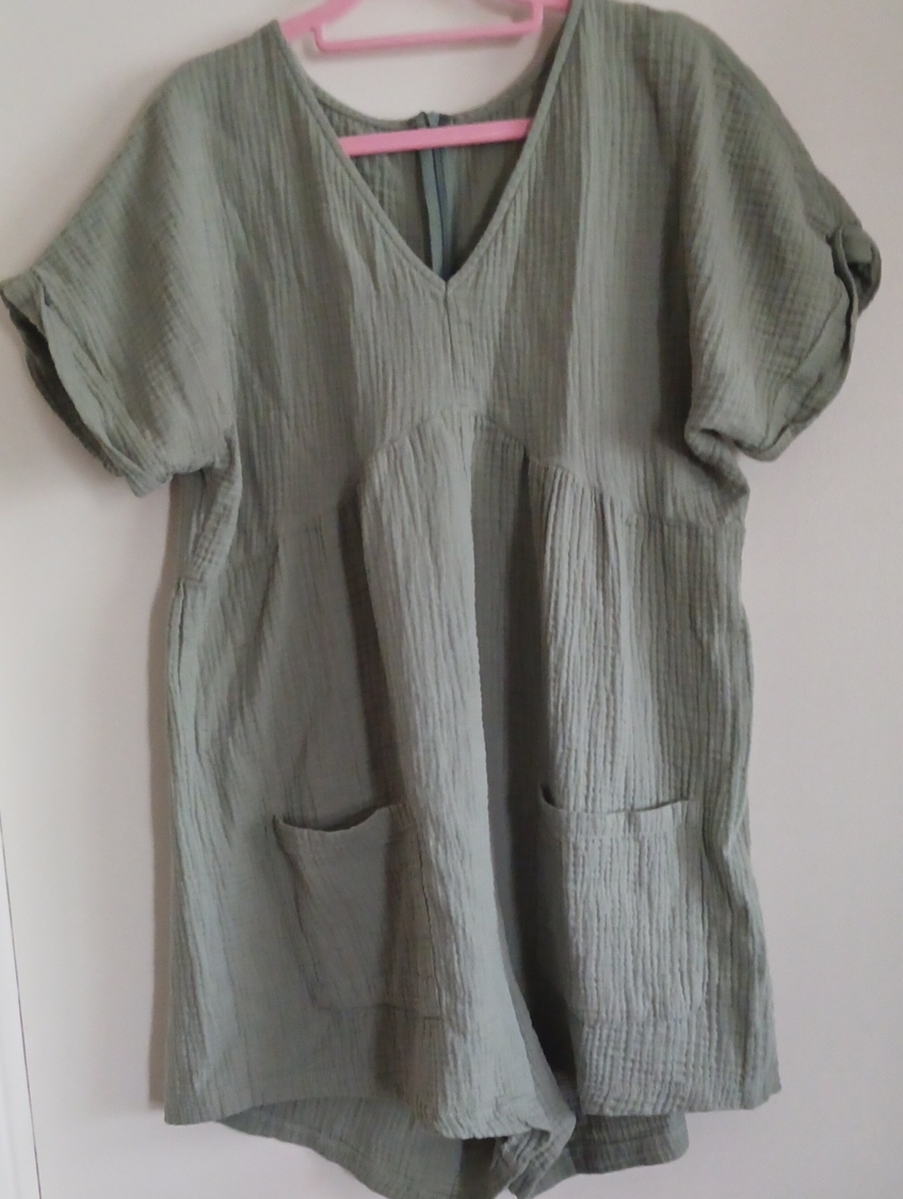 Light Green Cotton Romper Jumpsuit